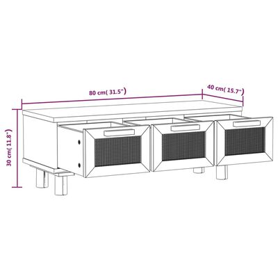 vidaXL Stolić za kavu crni 80x40x30 cm konstruirano drvo i borovina