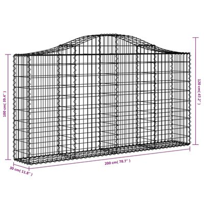 vidaXL Lučne gabionske košare 14kom 200x30x100/120cm pocinčano željezo