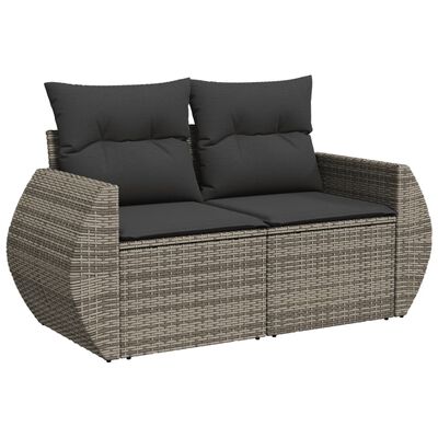 vidaXL 9-dijelni set vrtnih sofa od poliratana s jastucima sivi