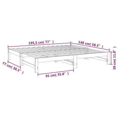 vidaXL Dnevni ležaj na izvlačenje bijeli 2x(75x190)cm masivna borovina