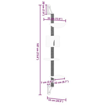 vidaXL Zidna penjalica za mačke sa stupom za grebanje krem 187 cm