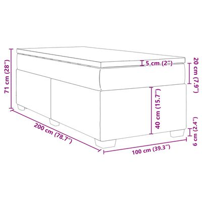 vidaXL Box spring krevet s madracem tamnosivi 100x200 cm baršunasti