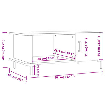 vidaXL Stolić za kavu boja hrasta 90x50x40 cm konstruirano drvo