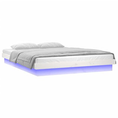 vidaXL LED okvir kreveta bijeli 120x190 cm mali bračni masivno drvo