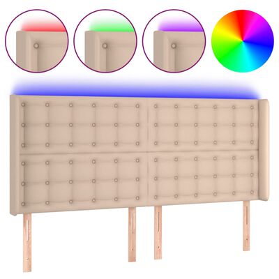 vidaXL LED uzglavlje boja cappuccina 203x16x118/128cm umjetna koža