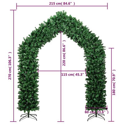 vidaXL Luk od božićnih drvca zeleni 270 cm