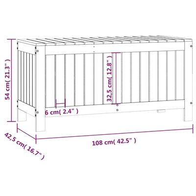 vidaXL Vrtna kutija za pohranu crna 108x42,5x54 cm od masivne borovine