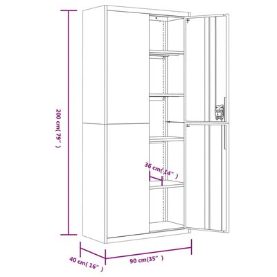 vidaXL Ormarić za spise svjetlosivi 90 x 40 x 240 cm čelični