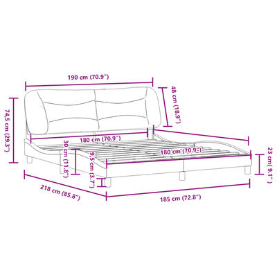 vidaXL Okvir za krevet s uzglavljem bijelo-crni 180x200cm umjetna koža