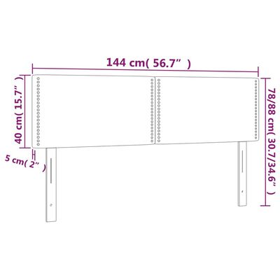 vidaXL LED uzglavlje sivo 144 x 5 x 78/88 cm od umjetne kože