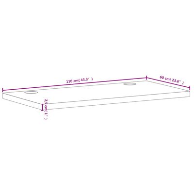 vidaXL Ploča za radni stol 110 x 60 x 2,5 cm od masivne bukovine