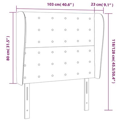 vidaXL Uzglavlje s ušima crno 103x23x118/128 cm od umjetne kože