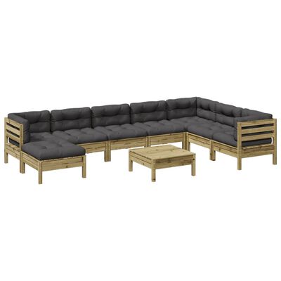 vidaXL 9-dijelni set vrtnih sofa s jastucima od impregnirane borovine