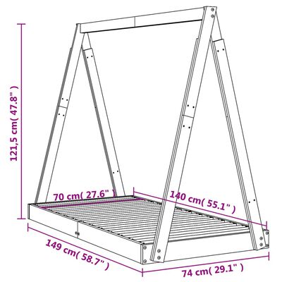 vidaXL Okvir za dječji krevet bijeli 70 x 140 cm od masivne borovine