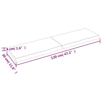 vidaXL Kupaonska radna ploča svjetlosmeđa 120x30x(2-4) cm masivno drvo