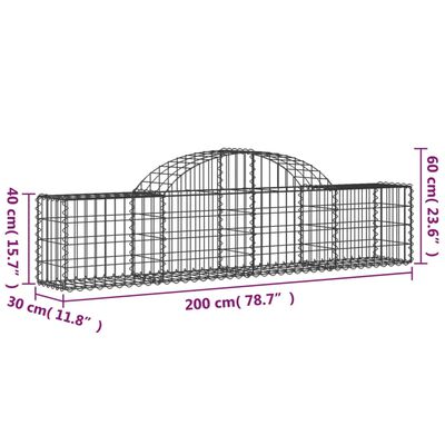 vidaXL Lučne gabionske košare 6 kom 200x30x40/60 cm pocinčano željezo