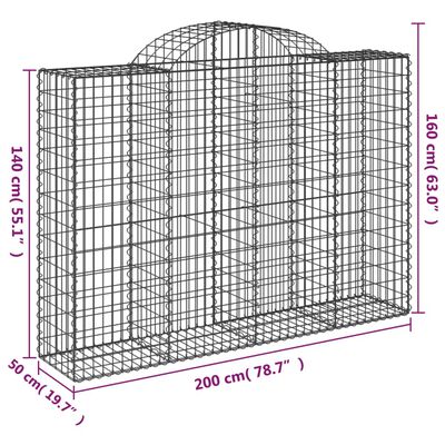 vidaXL Lučne gabionske košare 7 kom 200x50x140/160cm pocinčano željezo