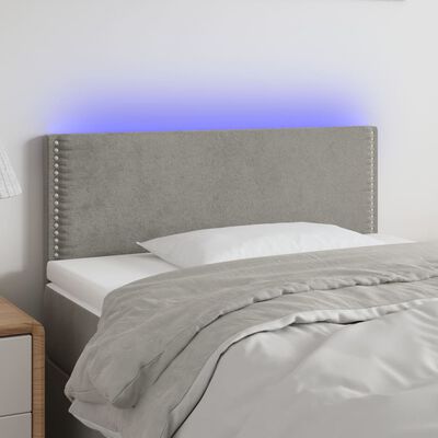 vidaXL LED uzglavlje svjetlosivo 90x5x78/88 cm baršunasto