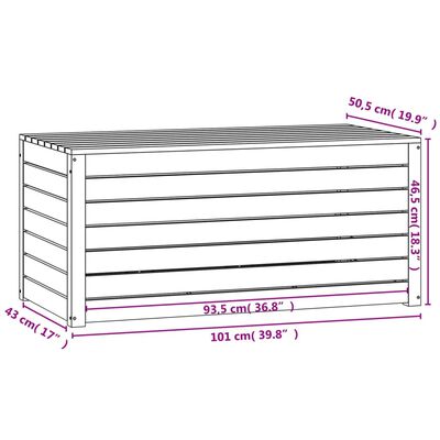 vidaXL Vrtna kutija siva 101 x 50,5 x 46,5 cm od masivne borovine