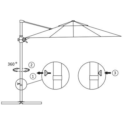 vidaXL Konzolni vrtni suncobran s čeličnim stupom 250 x 250 cm zeleni