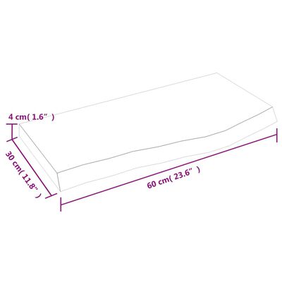 vidaXL Kupaonska radna ploča 60x30x(2-4) cm netretirano masivno drvo