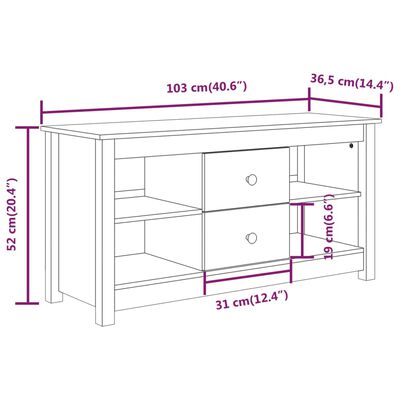 vidaXL TV ormarić bijeli 103 x 36,5 x 52 cm od masivne borovine