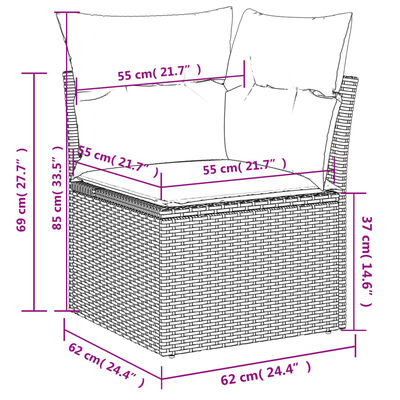 vidaXL 10-dijelni set vrtnih sofa od poliratana s jastucima sivi