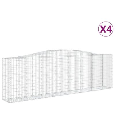 vidaXL Lučne gabionske košare 4 kom 400x50x120/140cm pocinčano željezo