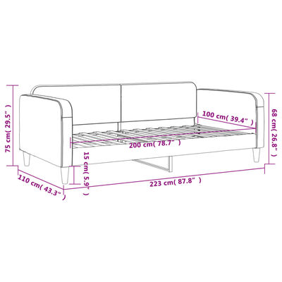 vidaXL Dnevni krevet crni 100 x 200 cm od tkanine