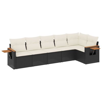 vidaXL 6-dijelni set vrtnih sofa s jastucima crni od poliratana