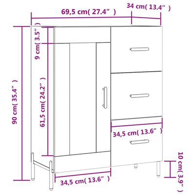 vidaXL Komoda boja hrasta sonome 69,5x34x90 cm od konstruiranog drva