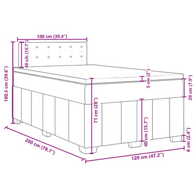 vidaXL Krevet s oprugama i madrac svjetlosivi 120 x 200cm od tkanine