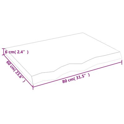 vidaXL Stolna ploča 80x60x(2-6) cm od netretirane masivne hrastovine