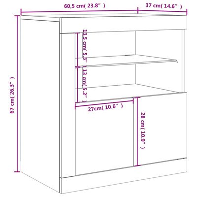 vidaXL Komoda s LED svjetlima bijela 60,5 x 37 x 67 cm