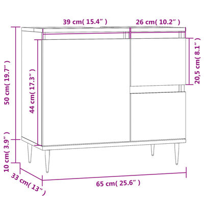 vidaXL Kupaonski ormarić bijeli 65 x 33 x 60 cm od konstruiranog drva