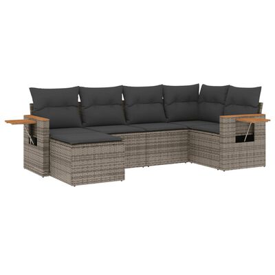 vidaXL 6-dijelni set vrtnih sofa od poliratana s jastucima sivi