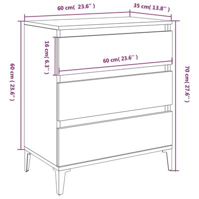 vidaXL Komoda sivog hrasta sonome 60x35x70 cm od konstruiranog drva