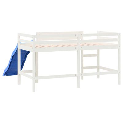 vidaXL Dječji krevet na kat s toboganom bijeli 90x200 cm od borovine
