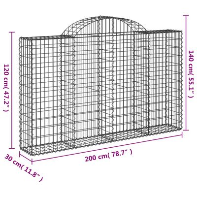 vidaXL Lučne gabionske košare 14kom 200x30x120/140cm pocinčano željezo