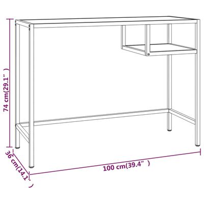 vidaXL Stol za računalo boja crnog mramora 100x36x74 cm kaljeno staklo