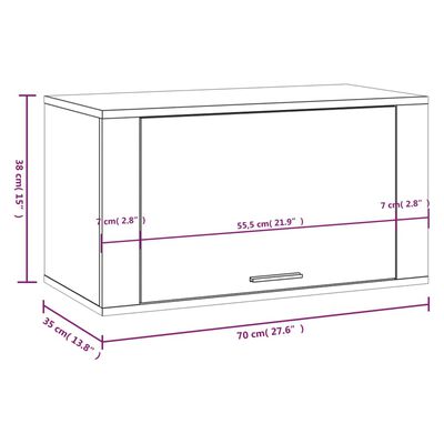 vidaXL Zidni ormarić za cipele sonoma sivi 70x35x38cm masivna borovina