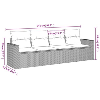 vidaXL 4-dijelni set vrtnih sofa od poliratana s jastucima smeđi