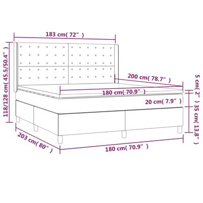 vidaXL Krevet s oprugama i madracem tamnosivi 180x200 cm baršunasti