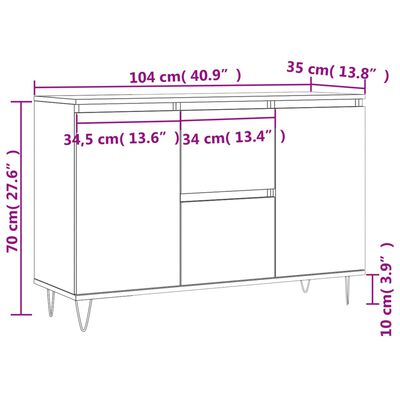 vidaXL Komoda boja dimljenog hrasta 104x35x70 cm konstruirano drvo