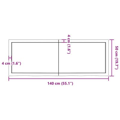 vidaXL Kupaonska radna ploča tamnosmeđa 140x50x(2-6) cm tretirano drvo