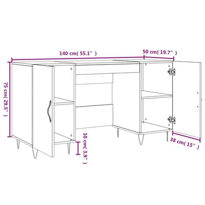 vidaXL Radni stol smeđa boja hrasta 140 x 50 x 75 cm konstruirano drvo