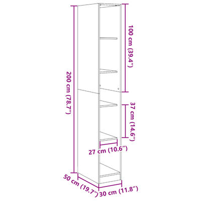 vidaXL Ormar siva boja betona 30 x 50 x 200 cm od konstruiranog drva