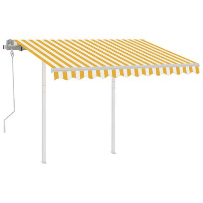 vidaXL Tenda na ručno uvlačenje sa stupovima 3,5 x 2,5 m žuto-bijela