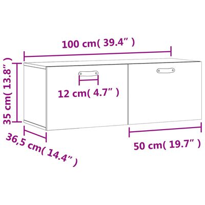 vidaXL Zidni ormarić sjajni bijeli 100x36,5x35 cm konstruirano drvo