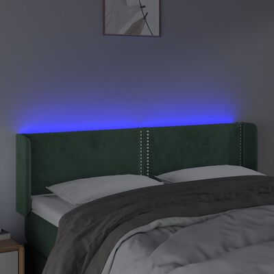 vidaXL LED uzglavlje tamnozeleno 147x16x78/88 cm baršunasto